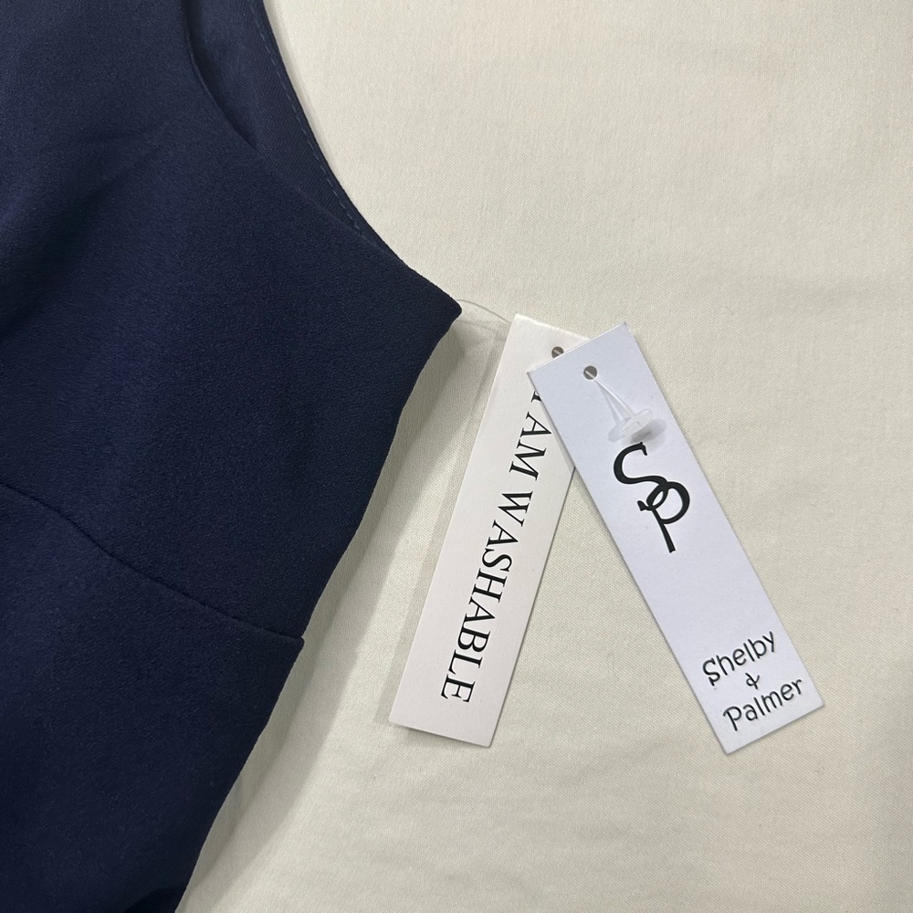 😍 SHELBY &  PALMER Fitted navy and white dress NWT Size 14 - Picture 3 of 6